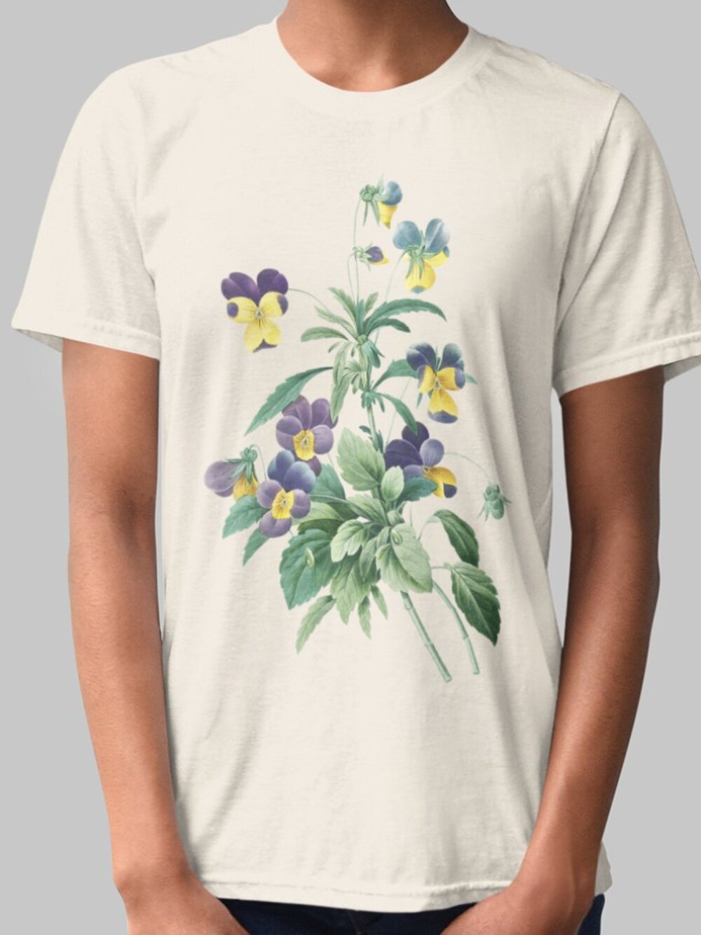 Wild Pansy Vintage Floral Print Short Sleeve Graphic Tee T-shirt S-XXL